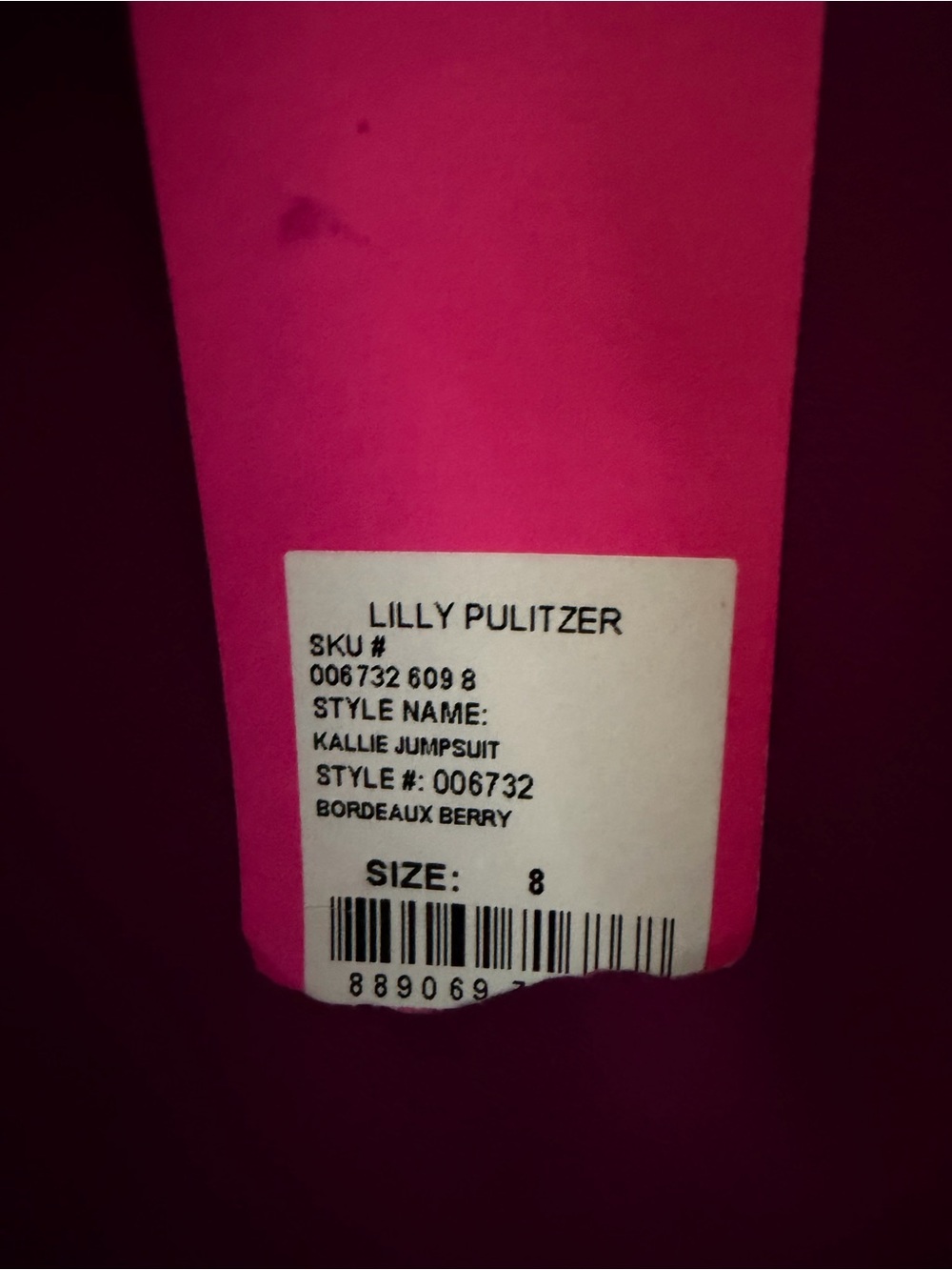Lilly Pulitzer Kallie Ruffle Jumpsuit Bordeaux Berry, size 8 - Picture 7 of 8